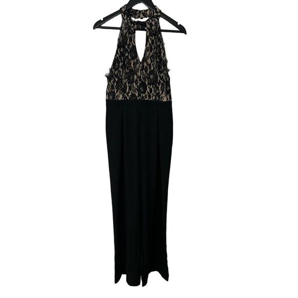 Francesca's Black Lace Sleeveless Pant Jumpsuit NWT Size Medium - Picture 1 of 7
